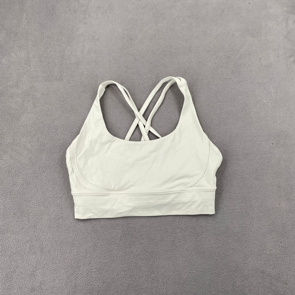 EQYL Womens Strappy Crisscross Back Sports Bra Cream White Size L Yoga Gym 7857